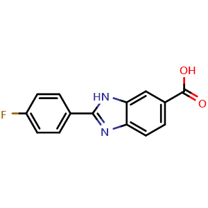 Chemical structure of 2-(4-Fluorophenyl)-1h-1,3-benzodiazole-6-carboxylic acid , CAS 850705-30-5, AChemBlock Y236353