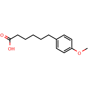 Chemical structure of 6-(4-Methoxyphenyl)hexanoic acid , CAS 107228-87-5, AChemBlock Y236355