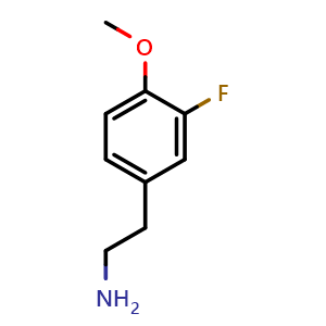 Chemical structure of 2-(3-Fluoro-4-methoxyphenyl)ethan-1-amine , CAS 458-40-2, AChemBlock Y236356