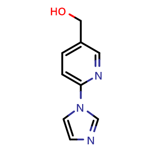 Chemical structure of [6-(1H-Imidazol-1-yl)pyridin-3-yl]methanol , CAS 111205-02-8, AChemBlock Y236368
