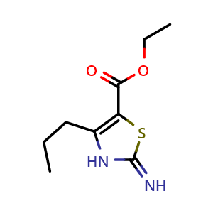 Chemical structure of Ethyl 2-imino-4-propyl-2,3-dihydrothiazole-5-carboxylate , CAS 81569-37-1, AChemBlock Y236372