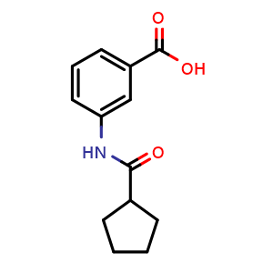 Chemical structure of 3-(Cyclopentanecarboxamido)benzoic acid , CAS 915921-84-5, AChemBlock Y236387