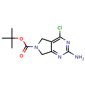 Chemical structure of tert-Butyl 2-amino-4-chloro-5,7-dihydro-6H-pyrrolo[3,4-d]pyrimidine-6-carboxylate , CAS 1207175-28-7, AChemBlock Y236393