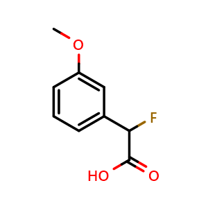 Chemical structure of 2-Fluoro-2-(3-methoxyphenyl)acetic acid , CAS 915070-94-9, AChemBlock Y236400