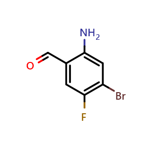 Chemical structure of 2-Amino-4-bromo-5-fluorobenzaldehyde , CAS 1620239-30-6, AChemBlock Y236409