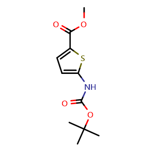 Chemical structure of Methyl 5-((tert-Butoxycarbonyl)amino)thiophene-2-carboxylate , CAS 666853-39-0, AChemBlock Y236412