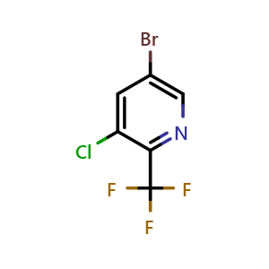 Chemical structure of 5-Bromo-3-chloro-2-(trifluoromethyl)pyridine , CAS 1211533-00-4, AChemBlock Y236417