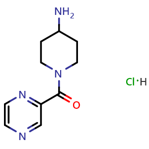 Chemical structure of (4-Aminopiperidin-1-yl)(pyrazin-2-yl)methanone hydrochloride , CAS 1185308-94-4, AChemBlock Y236421