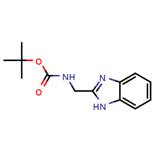 Chemical structure of tert-Butyl ((1H-benzo[d]imidazol-2-yl)methyl)carbamate , CAS 189560-83-6, AChemBlock Y236425