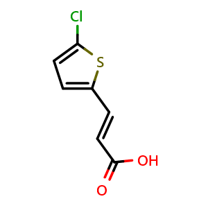 Chemical structure of (E)-3-(5-chlorothiophen-2-yl)acrylic acid , CAS 69193-39-1, AChemBlock Y236439