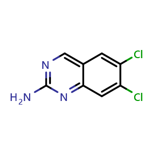 Chemical structure of 6,7-Dichloroquinazolin-2-amine , CAS 18672-00-9, AChemBlock Y236442