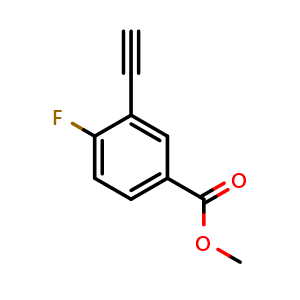 Chemical structure of Methyl 3-ethynyl-4-fluorobenzoate , CAS 1263286-05-0, AChemBlock Y236465