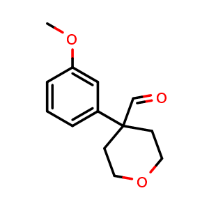 Chemical structure of 4-(3-Methoxyphenyl)tetrahydro-2H-pyran-4-carbaldehyde , CAS 902836-55-9, AChemBlock Y236468