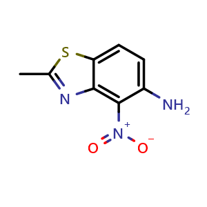 Chemical structure of 2-Methyl-4-nitrobenzo[d]thiazol-5-amine , CAS 40671-24-7, AChemBlock Y236469