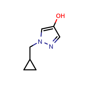 Chemical structure of 1-(Cyclopropylmethyl)-1H-pyrazol-4-ol , CAS 1597876-36-2, AChemBlock Y236473