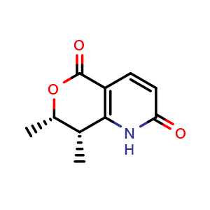 Chemical structure of rel-(7S,8S)-7,8-Dimethyl-7,8-dihydro-1H-pyrano[4,3-b]pyridine-2,5-dione , CAS 2673369-54-3, AChemBlock Y236480