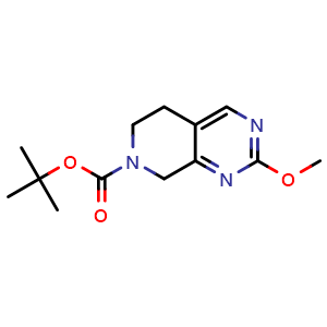 Chemical structure of 1,1-Dimethylethyl 5,8-dihydro-2-methoxypyrido[3,4-d]pyrimidine-7(6H)-carboxylate , CAS 1395493-06-7, AChemBlock Y236485