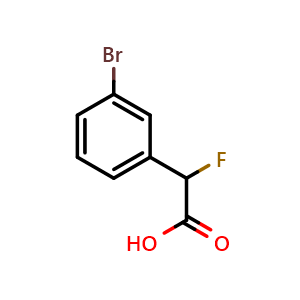 Chemical structure of 2-(3-Bromophenyl)-2-fluoroacetic acid , CAS 1071455-00-9, AChemBlock Y236494