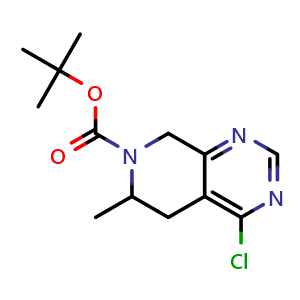 Chemical structure of tert-Butyl 4-chloro-6-methyl-5,8-dihydropyrido[3,4-d]pyrimidine-7(6H)-carboxylate , CAS 1229455-34-8, AChemBlock Y236496