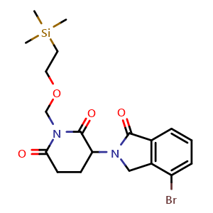Chemical structure of 3-(4-Bromo-1,3-dihydro-1-oxo-2H-isoindol-2-yl)-1-[[2-(trimethylsilyl)ethoxy]methyl]-2,6-piperidinedione , CAS 2731007-09-1, AChemBlock Y236517