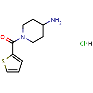 Chemical structure of (4-Aminopiperidin-1-yl)(thiophen-2-yl)methanone hydrochloride , CAS 1158299-69-4, AChemBlock Y236520