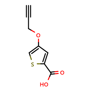 Chemical structure of 4-(Prop-2-yn-1-yloxy)thiophene-2-carboxylic acid , CAS 1507749-83-8, AChemBlock Y236524