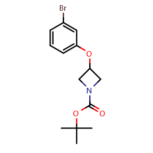 Chemical structure of 1,1-Dimethylethyl 3-(3-bromophenoxy)-1-azetidinecarboxylate , CAS 1227467-04-0, AChemBlock Y236525