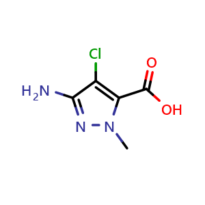 Chemical structure of 3-Amino-4-chloro-1-methyl-1H-pyrazole-5-carboxylic acid , CAS 1006451-86-0, AChemBlock Y236528