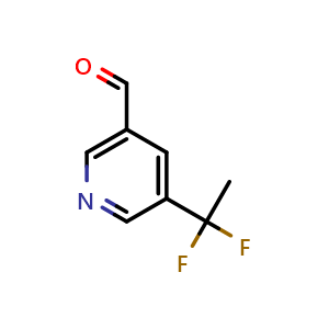 Chemical structure of 5-(1,1-Difluoroethyl)nicotinaldehyde , CAS 1108725-48-9, AChemBlock Y236531