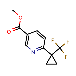 Chemical structure of Methyl 6-(1-(trifluoromethyl)cyclopropyl)nicotinate , CAS 2763758-80-9, AChemBlock Y236536