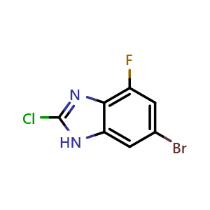 Chemical structure of 6-Bromo-2-chloro-4-fluoro-1h-benzo[d]imidazole , CAS 1388023-10-6, AChemBlock Y236549