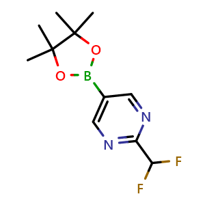 Chemical structure of 2-(Difluoromethyl)-5-(4,4,5,5-tetramethyl-1,3,2-dioxaborolan-2-yl)pyrimidine , CAS 2226974-26-9, AChemBlock Y236553
