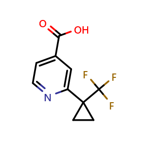 Chemical structure of 2-(1-(Trifluoromethyl)cyclopropyl)isonicotinic acid , CAS 1887222-47-0, AChemBlock Y236561