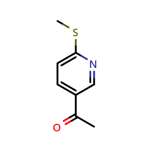 Chemical structure of 1-(6-(Methylthio)pyridin-3-yl)ethanone , CAS 828276-48-8, AChemBlock Y236574
