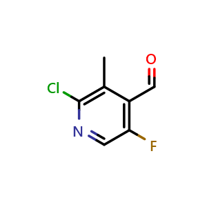 Chemical structure of 2-Chloro-5-fluoro-3-methylisonicotinaldehyde , CAS 2241359-56-6, AChemBlock Y236575