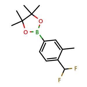 Chemical structure of 2-[4-(Difluoromethyl)-3-methylphenyl]-4,4,5,5-tetramethyl-1,3,2-dioxaborolane , CAS 1310949-76-8, AChemBlock Y236578