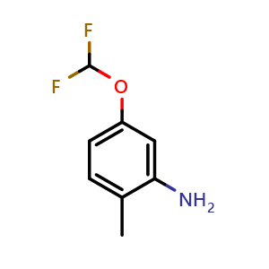 Chemical structure of 5-(Difluoromethoxy)-2-methylbenzenamine , CAS 1261438-04-3, AChemBlock Y236590