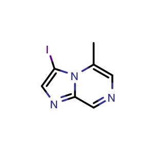 Chemical structure of 3-Iodo-5-methylimidazo[1,2-a]pyrazine , CAS 2384837-22-1, AChemBlock Y236600