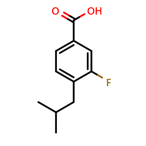 Chemical structure of 3-Fluoro-4-isobutylbenzoic acid , CAS 885706-04-7, AChemBlock Y236606