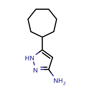 Chemical structure of 5-Cycloheptyl-1H-pyrazol-3-amine , CAS 1335234-27-9, AChemBlock Y236619