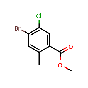 Chemical structure of Methyl 4-bromo-5-chloro-2-methylbenzoate , CAS 1427424-00-7, AChemBlock Y236628