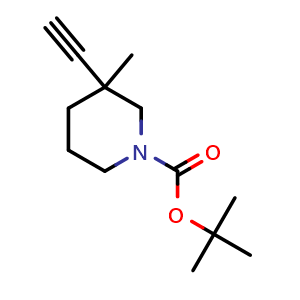 Chemical structure of tert-Butyl 3-ethynyl-3-methylpiperidine-1-carboxylate , CAS 1788908-18-8, AChemBlock Y236633