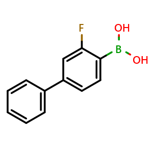 Chemical structure of 3-Fluoro-4-biphenylboronic acid , CAS 409108-13-0, AChemBlock Y236635
