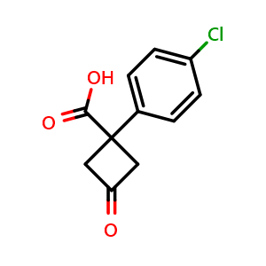 Chemical structure of 1-(4-Chlorophenyl)-3-oxocyclobutane-1-carboxylic acid , CAS 1340448-91-0, AChemBlock Y236641
