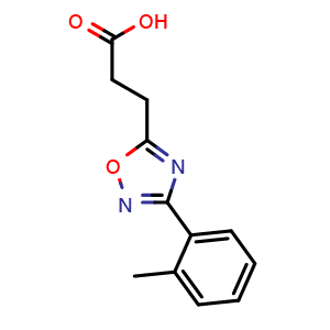 Chemical structure of 3-(3-(O-tolyl)-1,2,4-oxadiazol-5-yl)propanoic acid , CAS 94192-15-1, AChemBlock Y236653