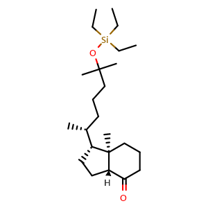 Chemical structure of (1R,3aR,7aR)-7a-methyl-1-((R)-6-methyl-6-((triethylsilyl)oxy)heptan-2-yl)hexahydro-1H-inden-4(2H)-one , CAS 144848-24-8, AChemBlock Y236656