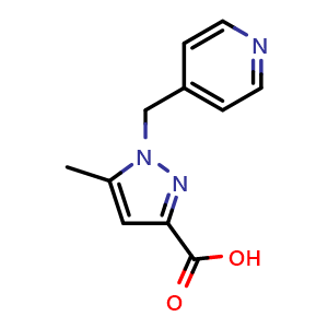 Chemical structure of 5-Methyl-1-(Pyridin-4-ylmethyl)-1H-pyrazole-3-carboxylic acid , CAS 1501874-12-9, AChemBlock Y236679