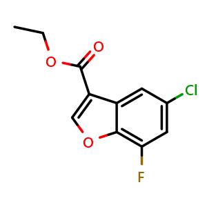 Chemical structure of Ethyl 5-chloro-7-fluorobenzofuran-3-carboxylate , CAS 1539237-91-6, AChemBlock Y236680