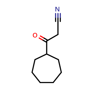 Chemical structure of 3-Cycloheptyl-3-oxopropanenitrile , CAS 118431-90-6, AChemBlock Y236703