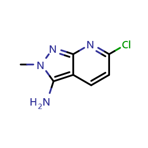 Chemical structure of 6-Chloro-2-methyl-2H-pyrazolo[3,4-b]pyridin-3-amine , CAS 2095432-27-0, AChemBlock Y236704